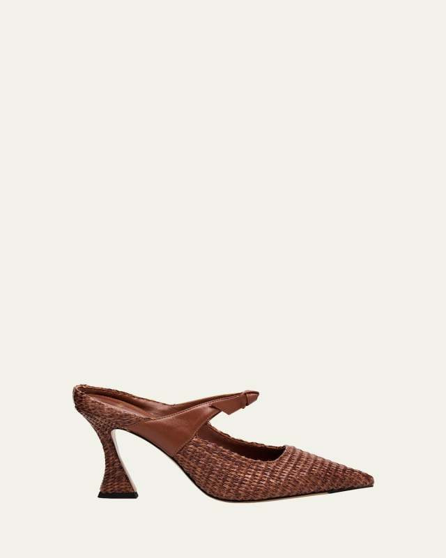 Woven Raffia and Leather Pumps